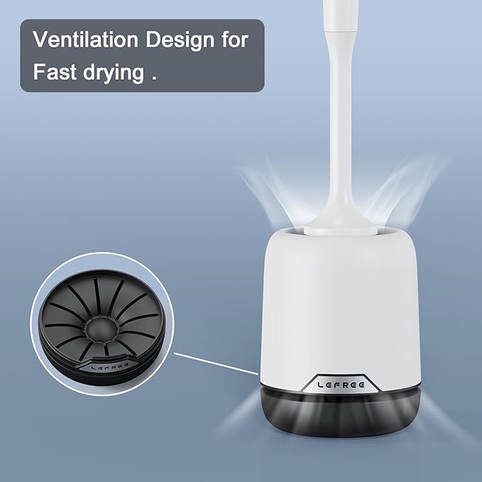 Lefree 3 Pack Silicone Toilet Bowl Brush and Holder Set with Ventilated Holder, Floor Standing & Wall Mounted Toilet Scrubber