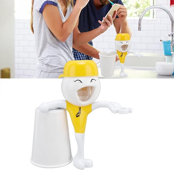 3 in 1 Cartoon Toothbrush Holder, Toothpaste Squeezer Dispensers, Kids Bathroom Set