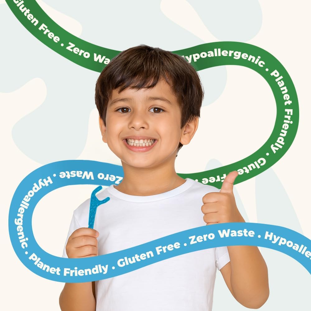 Unflavored Biodegradable Kids Flossers - Dental Floss Picks for Children | Fluoride & Plastic-Free | Colorful & Fun Animal Floss Sticks | Eco Friendly, Vegan, Natural (200 Pack)