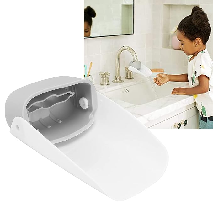 Faucet Extender Sink Water Spout Flat Faucet Cover Extender Hand Washing Supplies Faucet Extension Attachment for Children Toddlers Kids(Grey)