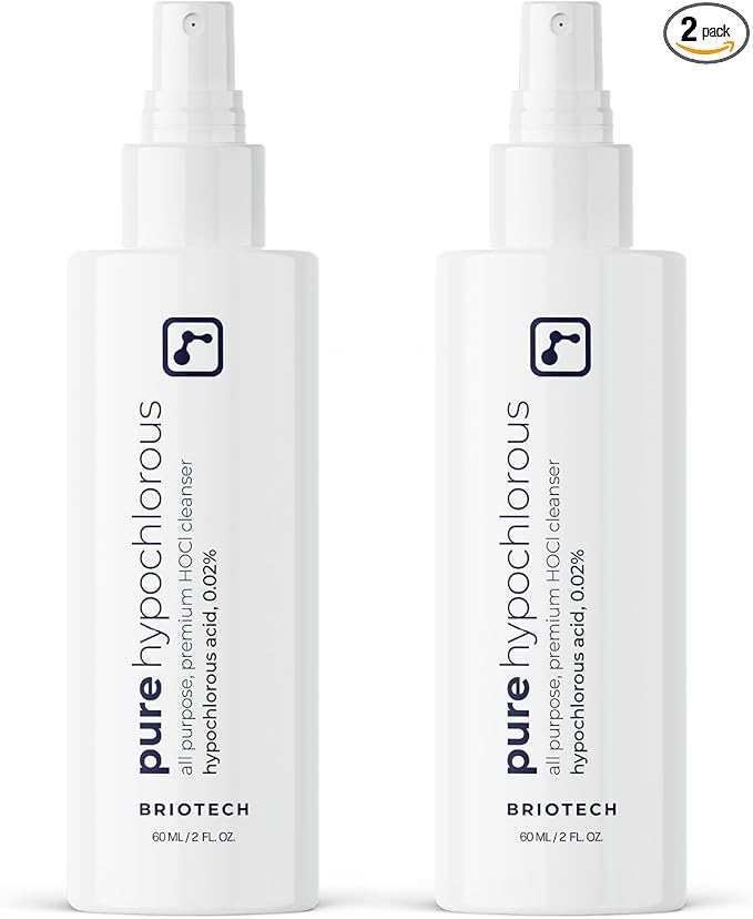 BRIOTECH Pure Hypochlorous Acid Spray and Cleanser, Original Premium HOCl Topical Solution, Multi-Purpose Cleaner, Family Approved & Pet Friendly, 2 fl oz Travel Size (2 Pack)