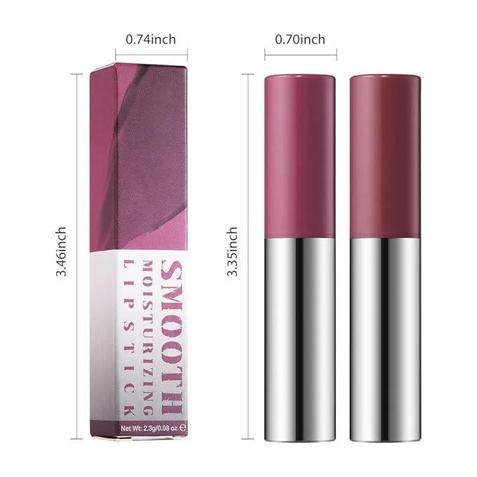 2Pcs Matte Lipstick Crayon - High Pigment Creamy Formula, Waterproof Long Lasting, Smooth Glide Application, Non-Sticklipstick, Ultra Thin Lightweight, Velvet Matte Lip Feel for Women 02#+04#