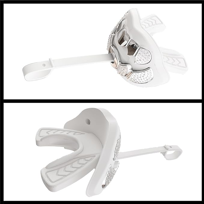 LeCool Football Mouth Guard with Connected Strap- 3D Beast Chrome Adult and Youth Mouth Guard-Mouth Piece for Sports for Maximum Air Flow and Teeth Protection