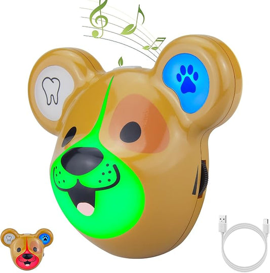 LUXSWAY Cute Animal Toothbrushing Timer with Musical Volume, 2 Minute Kid for Toothbrushing, 20 Seconds Wash Hand Training Games, Rechargeable Colored Led Light Visual Timer- Dog
