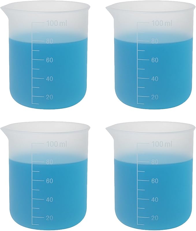 Laundry Detergent Cup,Silicone Laundry Detergent Measuring Cup,100ml Soft Material with Precision Scale–Reusable,No-Clean Design for Washing Machine & DIY Resin, Soap, Plaster Crafts(4 PACK)