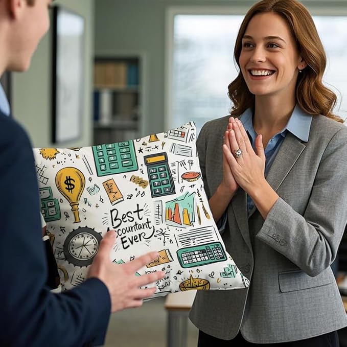 Cirzone Accountant Gifts for Women -18x18Inch Accountant Throw Pillow Cover Accountant Gifts with Gift Box Perfect Birthday Accounting Graduation CPAS Gifts for Home Sofa Decor