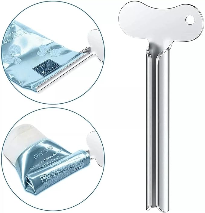 2Pcs Stainless Steel Toothpaste Squeezer, Metal Tube Squeezer Keys Tube Roller Dispenser Tube Wringer Key for Toothpaste Cosmetic Hair Dye Paint Squeezer Hand Cream