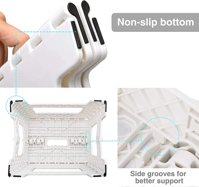 Dyforce Folding Step Stool 9 Inch, Kids Step Stool, Heavy Duty Step Stools for Adults, Compact Foot Stools, Light-Weight Toddler Step Stools for Kitchen, Bathroom, Holds Up to 300 lbs (White)