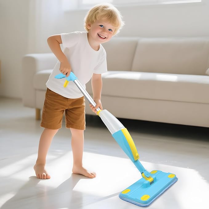 Kids Spray Mop Cleaning Toy – Montessori-Inspired Pretend Cleaning Set with Real Water Spray – Toddler Household Chores Toy for Boys and Girls Ages 3+