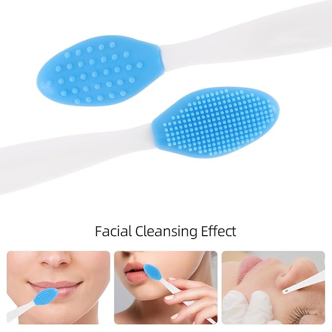 100 Pack Silicone Scrub Lip Brush, Double Side Lip Exfoliating, Nose Clean Blackhead Removal Brushes With Lip Exfoliator Scrubber Tool Wash Face Cleansing Brush