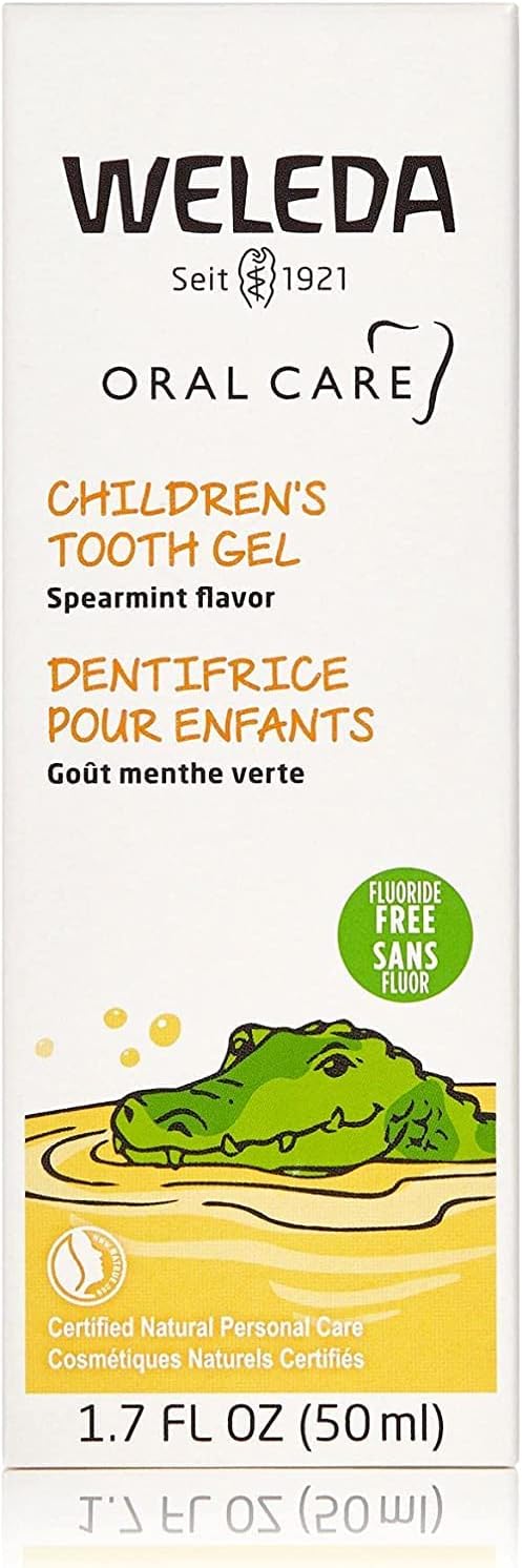 Weleda Oral Care Children's Tooth Gel, 1.7 Fluid Ounce (Pack of 3), Fluoride Free, Spearmint Flavor, Plant Rich Toothpaste with Calendula, Silica and Fennel