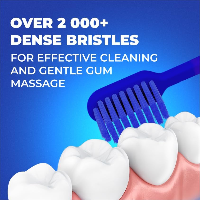 Medium Soft Toothbrush for Adults | Ultra-Dense Rounded Bristles | Gentle on Gums | Deep Plaque Removal | Whiter Smile | Suitable for Braces | 2 Pack Multicolor