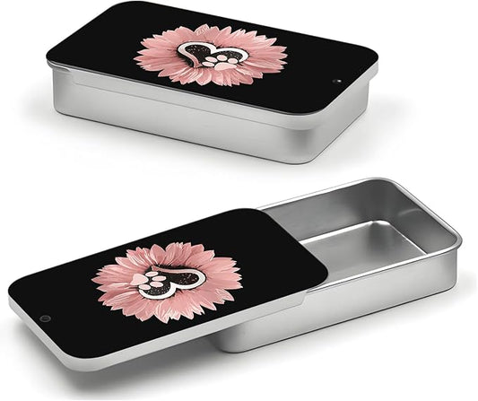 Portable Dental Floss Case, Refillable Cute Travel Floss Dispenser for Men & Women, Pocket Travel Floss Picks Case for Purse, Backpack, Bag Sunflower Pink Dog Paw