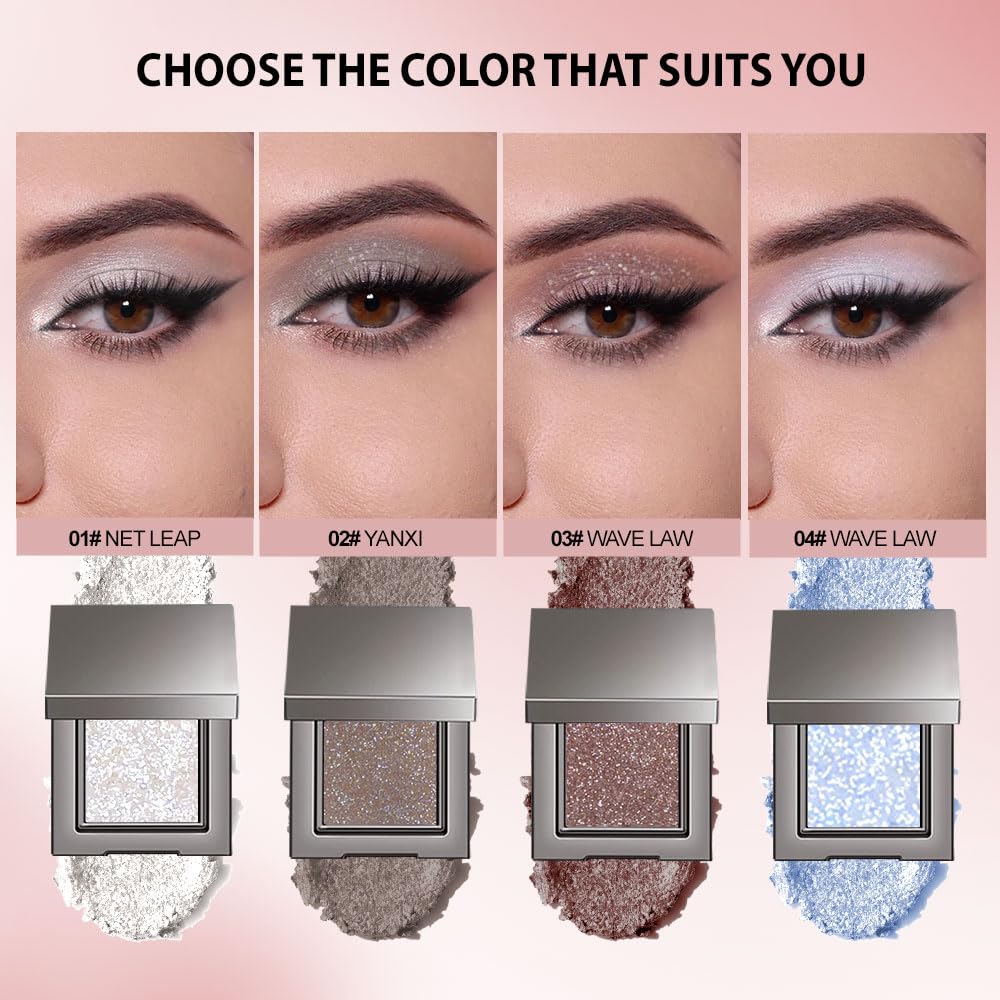 Single Glitter Eyeshadow Palette Makeup– velvet Cream Shimmer MIni Eye Shadow,Velvet Eyeshadow Palette –Shimmer Eye Makeup – Vegan& Cruelty-Free. (01#White glitter, 1 Count (Pack of 1))