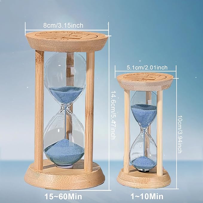 Sand Timer 30 Minute, Half-Hour Hourglass, Blue Sand Watch 30 Min,Decorative Wooden Sandglass for Work,Study,Cooking,Desk Decor & Gift