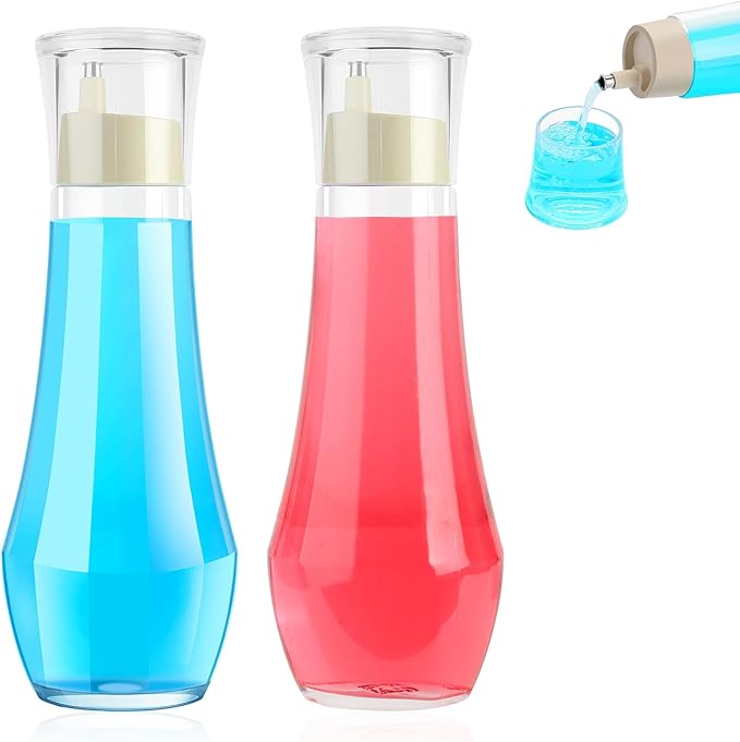 Tiyafuro 2PCS Glass Mouthwash Dispenser for Bathroom, 8.8OZ Mouth Wash Container Bottle with Lid Cup, Small Clear Refillable Mouthwash Holder Decanter for Countertop, Multifunctional Glass Bottle