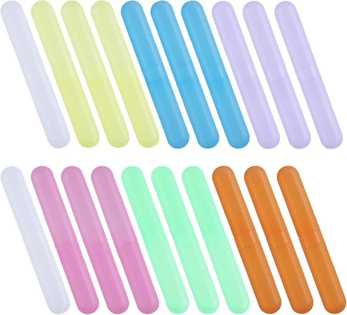 20PCS Toothbrush Case Set,Portable Breathable Toothbrush Holder,Dust-proof Toothbrush Box Storage,Plastic Toothbrush Container Travel Toothbrush Mixed Color,Daily and Travel Use