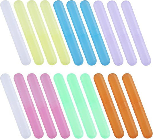 20PCS Toothbrush Case Set,Portable Breathable Toothbrush Holder,Dust-proof Toothbrush Box Storage,Plastic Toothbrush Container Travel Toothbrush Mixed Color,Daily and Travel Use