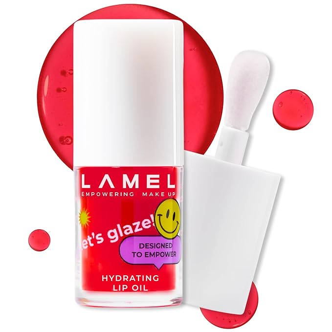 Lamel Hydrating Lip Oil LET`S GLAZE - Lip Gloss Flavoring Oil - Fat Oil Lip Gloss - Lip Oil Treatment - №403 Sweet Cherry