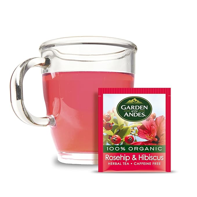 Garden of the Andes - Organic Rosehip & Hibiscus Tea - 6 Pack (20 Tea Bags/Box, 120 Total) - Caffeine-Free Double-Chamber Glue-Free Tea Bags - Natural Vitamin C and Antioxidants