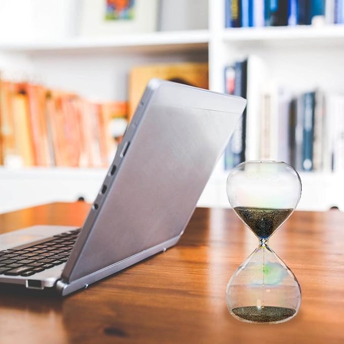 Hourglass 30 Minute Sand Timer with 7 Colored Glass & Black Sand Clock, Sand Watch 30 Min,Reloj de Arena 30 Minutos for Home,Desk,Office Decorative