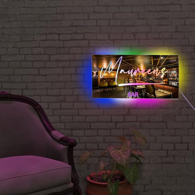 Personalized LED Name Mirror Light - Custom Multi Colour Lighting Mirror, Name Sign, Wall Decor for Bedroom, Bar, Barber Shop