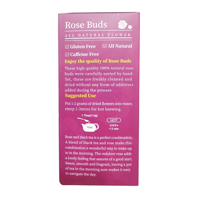 TIAN HU SHAN Rose Tea Loose Leaf, Premium Dried Rose Buds, Food Grade Natural Herbal Tea, Caffeine Free Sugar Free, 4 Ounce Pack of 1