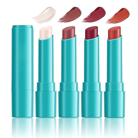 4Pcs Hydrating Lip Tint Watery Lip Gloss, Long-lasting & Moisturizing Tinted Lip Balm, Natural Ingredients Sheer Moisture Lip Stain Lipstick for Women and Girls
