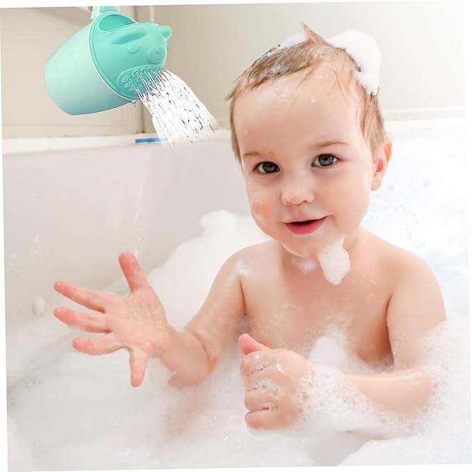 2Pcs Baby Bath Rinse Cup, Baby Bath Cup Detachable Tear-Free Waterfall Bath Cup for Rinsing Hair, Portable Baby Bath Cup with Handle, Cartoon Bath Rinser Cup for Babies Kids..