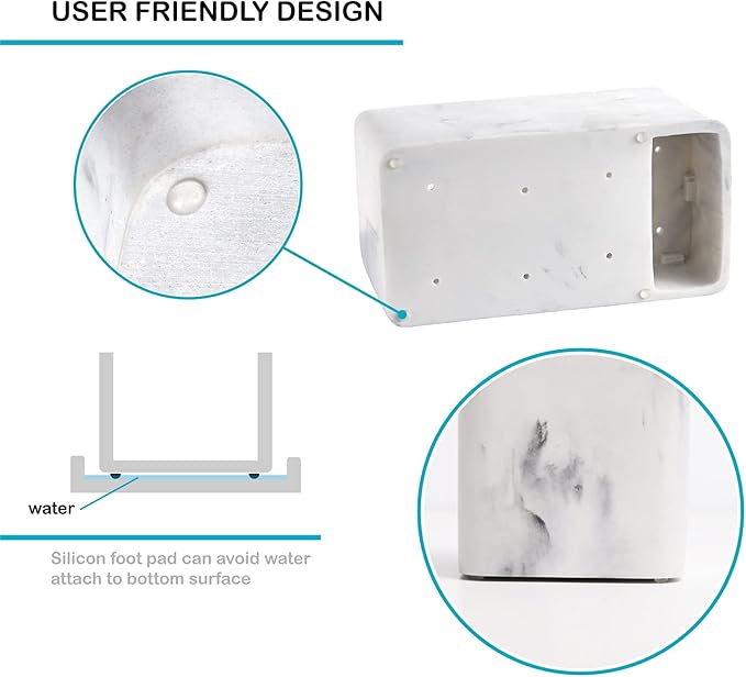 ZCCZ Marble Look Toothbrush Holder for Bathroom Countertop Organizer, Holds Toothpaste, Dental Floss, Razor, Comb, Makeup Brushes, and More, Stylish Bathroom Accessory for Tooth Brushing Essentials