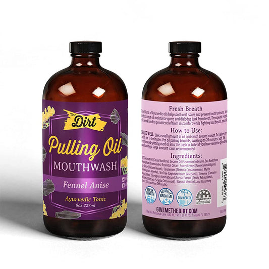 THE DIRT Oil Pulling Mouthwash - Gluten Free - Removes Plaque, Tartar, Bad Breath & Whitens Teeth (Fennel Anise, 8 Ounce)