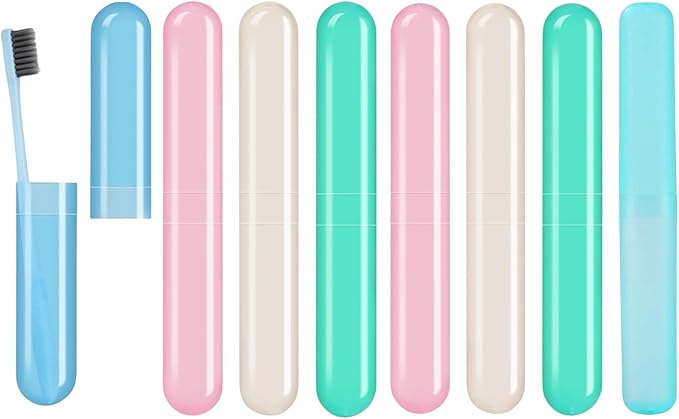 AIAG 8 Pack Toothbrush Cases Travel Toothbrush Holder Portable Toothbrush Container Case Plastic Toothbrush Carrier Cover Case for Traveling, Bathroom, School, Home, Camping