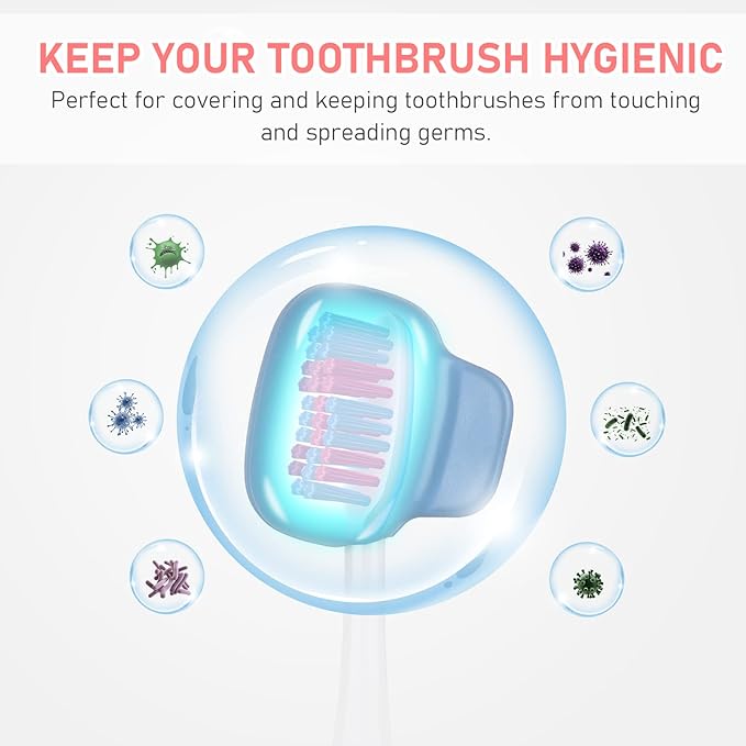 Toothbrush Covers Caps Family Pack:Tooth Brush Coveres Travel Case Protector Plastic Clip for Household Travel, Fits Electronic and Manual Toothbrushes for Adults Kids (4PACK)