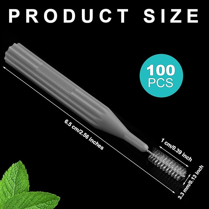 Patelai 100 Pieces Braces Brush for Cleaner Interdental Brush Toothpick Dental Flossing Head Oral Hygiene Flosser Tooth Cleaning Tool (Gray)