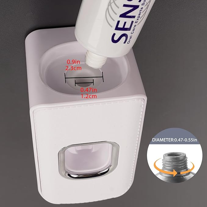 2 Slot Toothbrush Holder and Toothpaste Dispenser Wall Mounted, Automatic Toothpaste Squeezer, 2 in 1 Tooth Brush Toothpaste Organizer for Shower (White 2Pack)