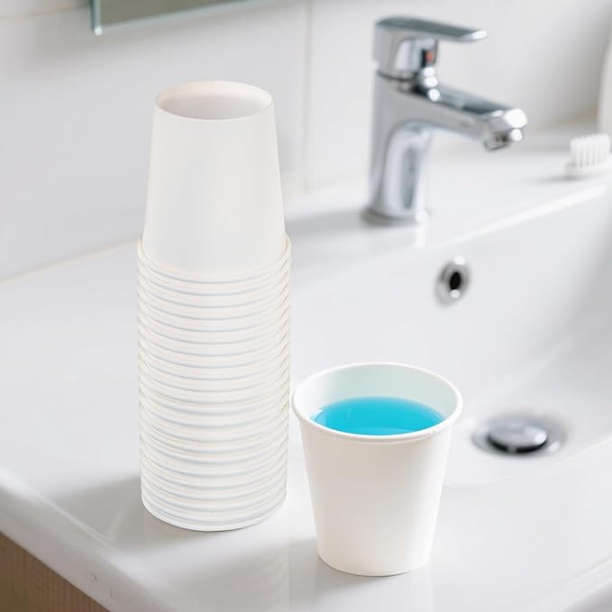 100 Pack 5 oz Paper Cups, Small Bathroom Cups Disposable Paper Cup for Mouthwash,Hot/Cold Beverage Drinking Cup for Party, Picnic, BBQ, Travel and Event