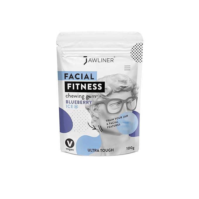 Jawliner® - Pioneers the Toughest Handmade 15x Harder Jawline Gum Includes 12 Weeks Coaching - Sugar-Free Blueberry Ice Gum - Jawline Exerciser for Mewing & Shaping the Jaw (2 Months Pack)
