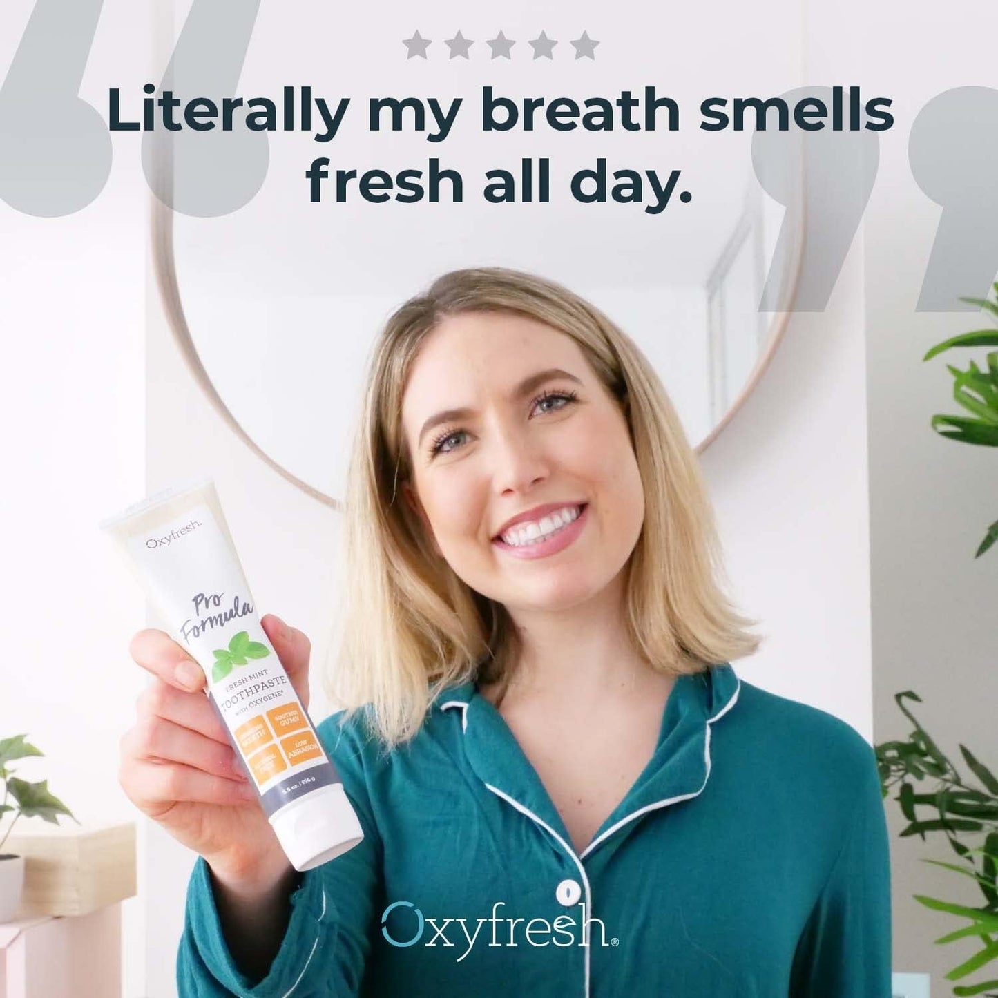 Oxyfresh Pro Formula Fresh Mint Toothpaste – Gentle Low Abrasion - Cosmetic Fluoride Free Formula - Great for Sensitive Teeth and Gums with Natural Essential Oils. 5.5 oz. (3 Pack)