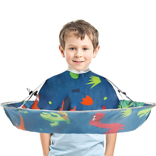 FEBSNOW Kids Hair Cutting Cape, Cartoon Prints Adjustable Haircut Cape Umbrella for Kids Adults Home Salon Barber Supplies