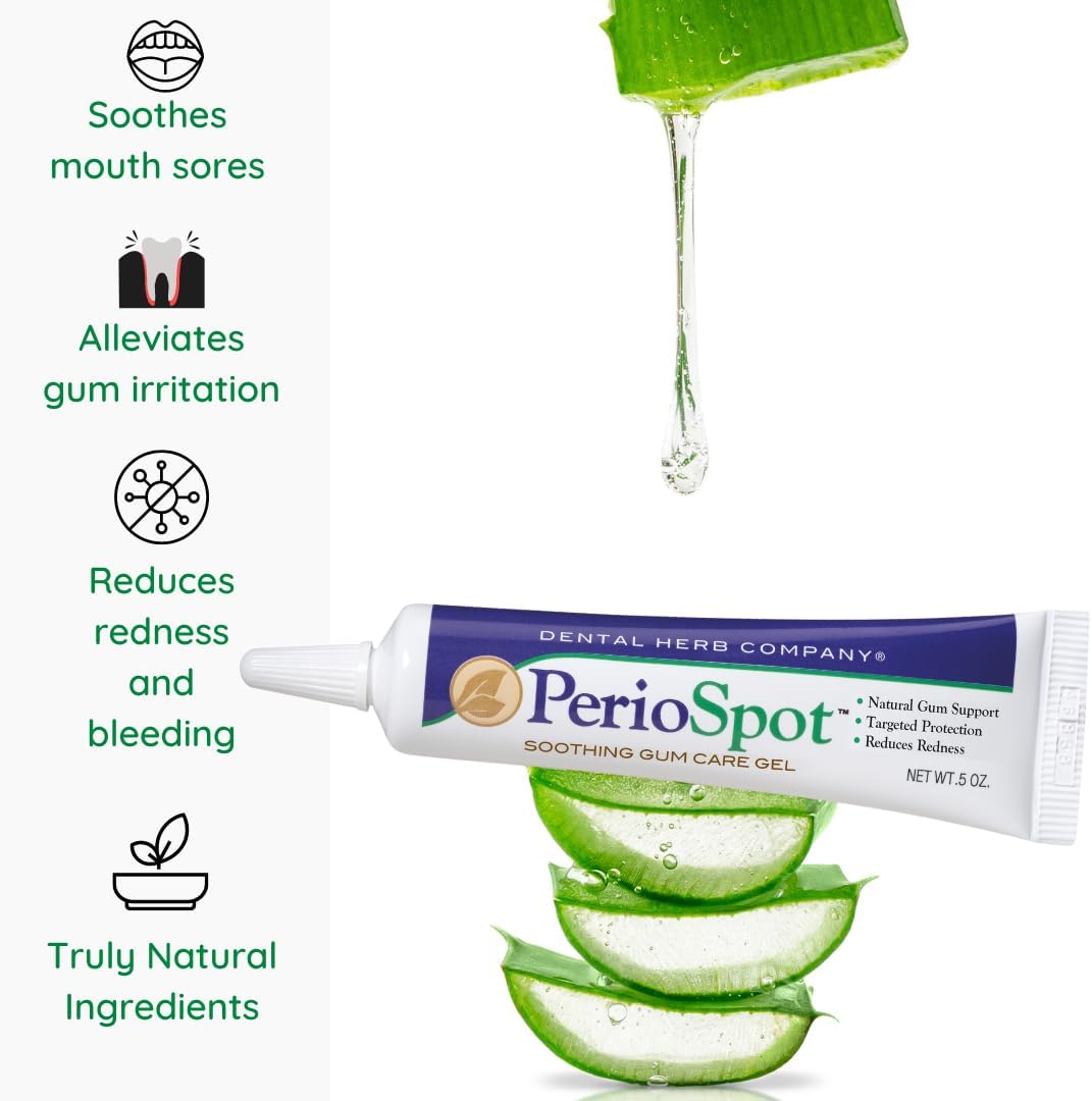 Dental Herb Company - PerioSpot Mouth Sore and Gum Care Gel - Soothes and relieves discomfort from Canker sores and Gum Irritation (.5 oz.)