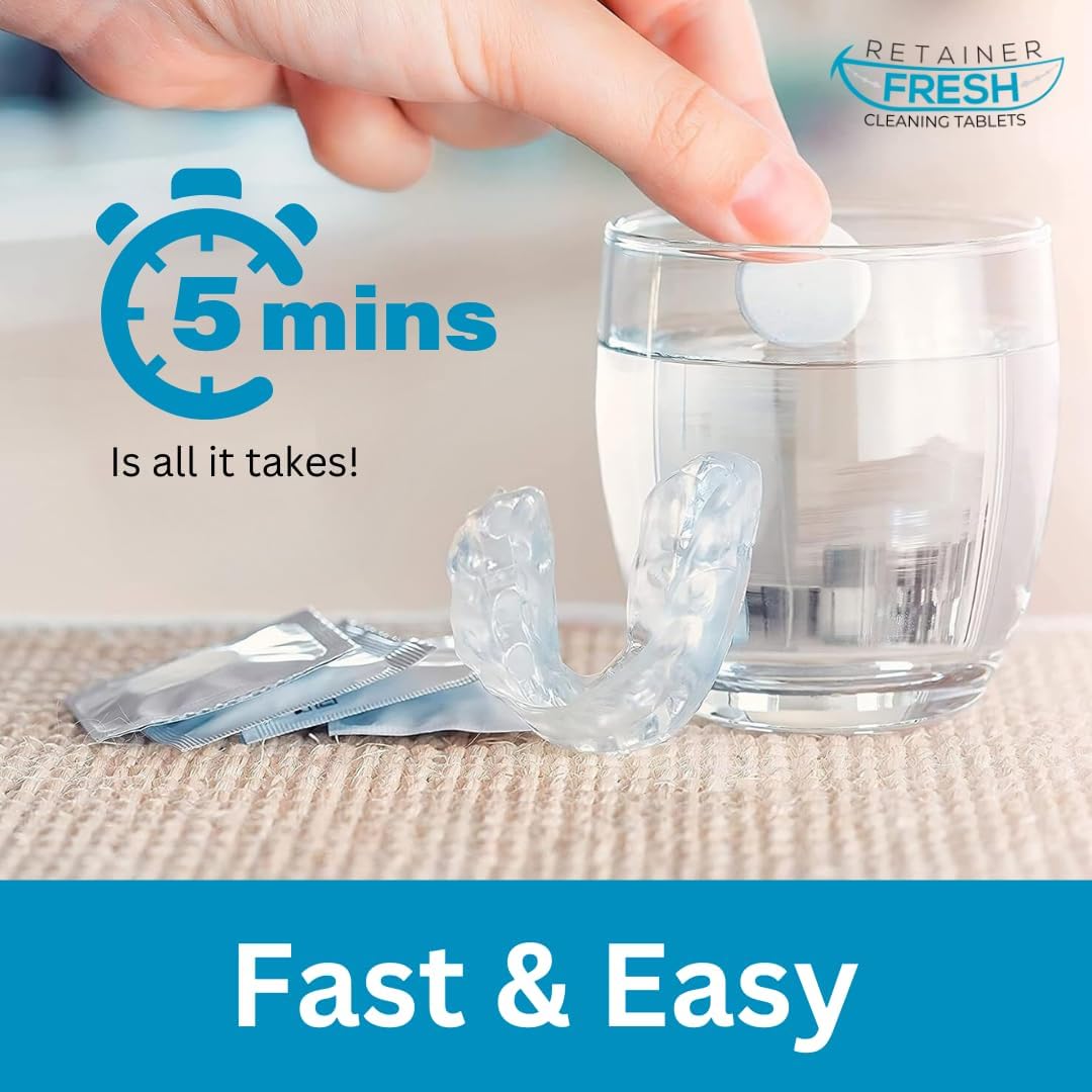 Retainer Cleaner Tablets - 120 Tablets 4 Month Retainer Fresh - Retainer Cleaning Tablets, Mouth Guard Cleaner, Denture Cleaner, Aligner Cleaner, Brite Retainer Tablets
