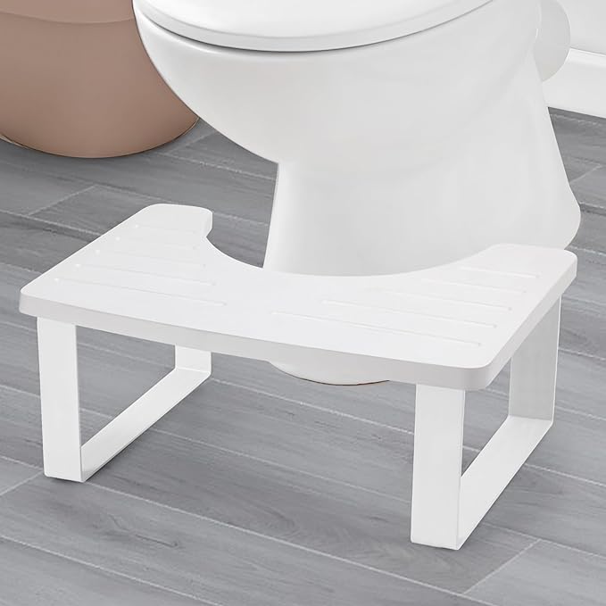 Bathroom Stool,Bamboo Toilet for Bathroom,Toilet Stools,Potty for Pooping,Poop Stool,Toilet Step Toddler,Portable Squatting Pan with Dual Anti Slip Design,Stain,Scratch,CrackProof(White)
