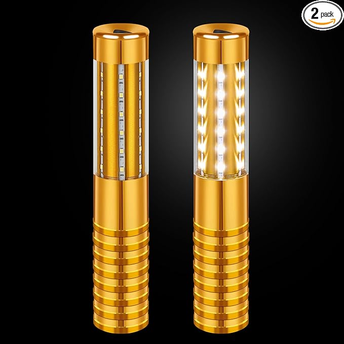 2 Pieces LED Strobe Baton Light Rechargeable Bottle Service Sparklers Stick Reusable Champagne Bottle Handheld LED for Club Stage Nightclub Party Concert Event Bar Outdoor - Gold