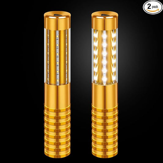 2 Pieces LED Strobe Baton Light Rechargeable Bottle Service Sparklers Stick Reusable Champagne Bottle Handheld LED for Club Stage Nightclub Party Concert Event Bar Outdoor - Gold