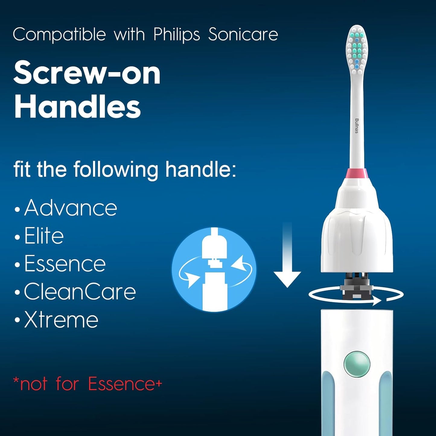 Replacement Toothbrush Heads Compatible with Philips Sonicare E-Series，Replacement Heads Fit Sonicare E-Series Essence Xtreme Elite Advance and CleanCare Screw-on Electric Toothbrush, BN728, 6 Pack