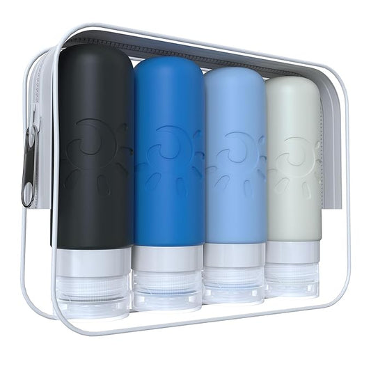 Travel Bottles for Toiletries, TSA Approved Travel Containers 3oz Leak Proof Travel Tubs Refillable Liquid Travel Accessories for Shampoo Conditioner Lotion Body Wash(Multicolored J)