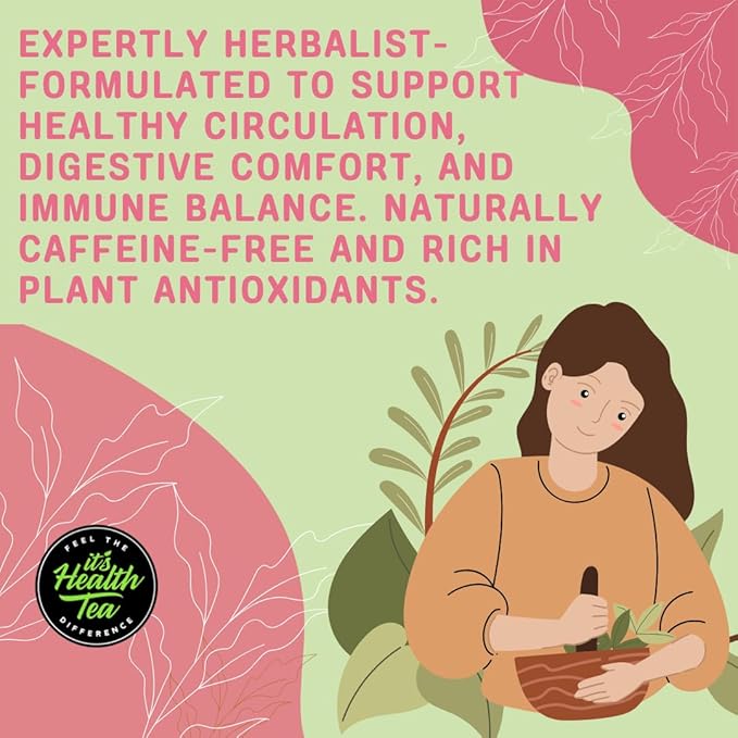 Hibiscus Mint Herbal Tea – 30 Tea Bags – Caffeine-Free, Antioxidant-Rich Blend for Heart, Immune & Digestive Support – Refreshing Herbal Infusion