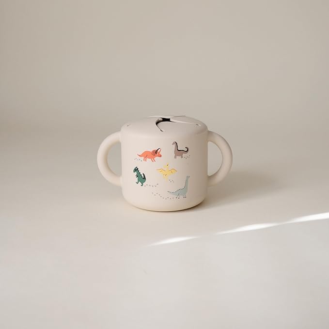 mushie Silicone Snack Cup | Spill Proof Food Container for Toddler and Baby (Dinosaurs)