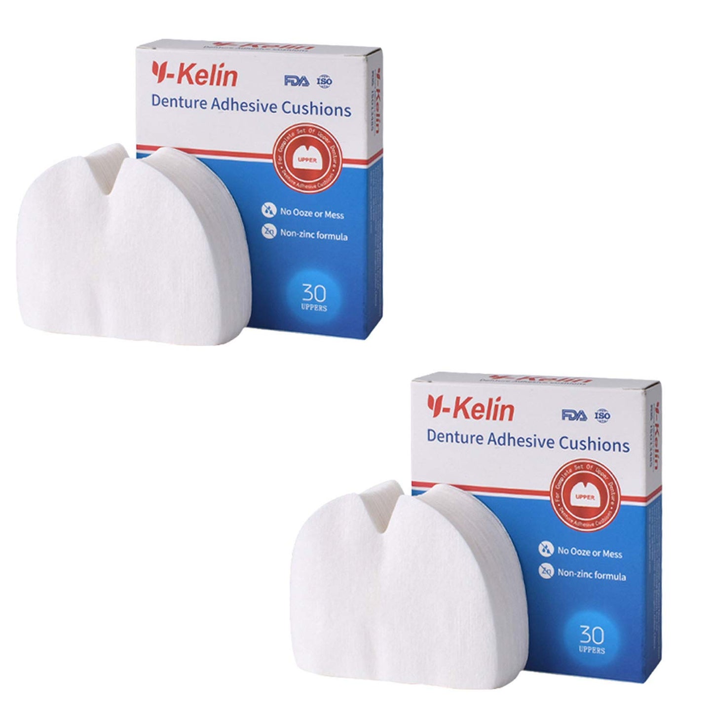 Y-Kelin Denture Adhesive Cushions, Upper Adhesive-Free Denture Pads for Sore Gums, 30 Pads*2 (60 Strips)