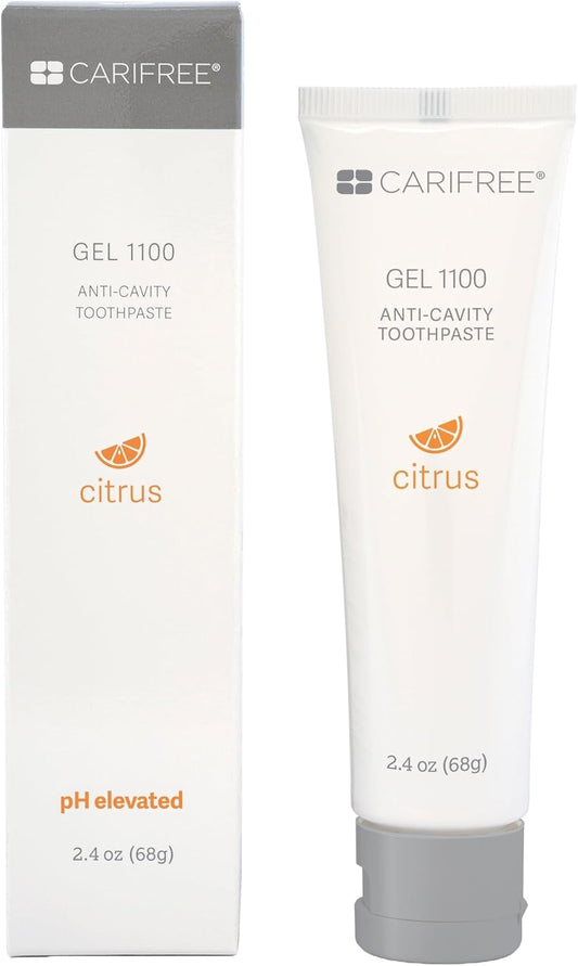 CariFree Gel 1100, Citrus Flavored, Anti-Cavity Fluoride Toothpaste with Nano Hydroxyapatite for pH Neutralization, Cavity Prevention & Enamel Protection, Dentist Recommended, Dentist Developed